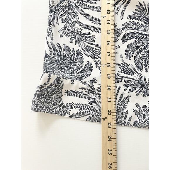 Talbots Sleeveless Blouse Size 14 White Navy Palm Print Side Hip Tie Top - Picture 7 of 7